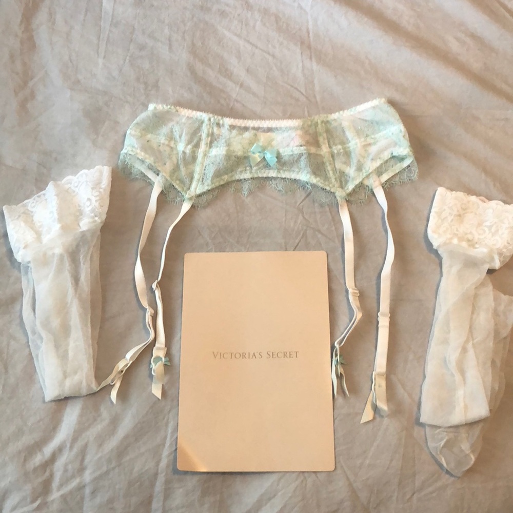 Victoria’s Secret White Garter Belt w/ tights